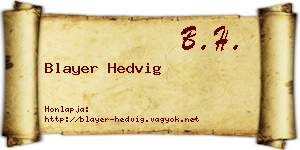 Blayer Hedvig névjegykártya